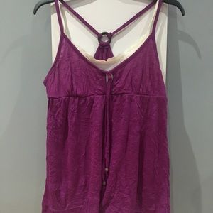 Purple/white cross-backed tank